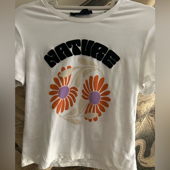 Desigual Cropped Short Sleeve Tee One Size Fits Most Nature Design - Picture 2 of 6